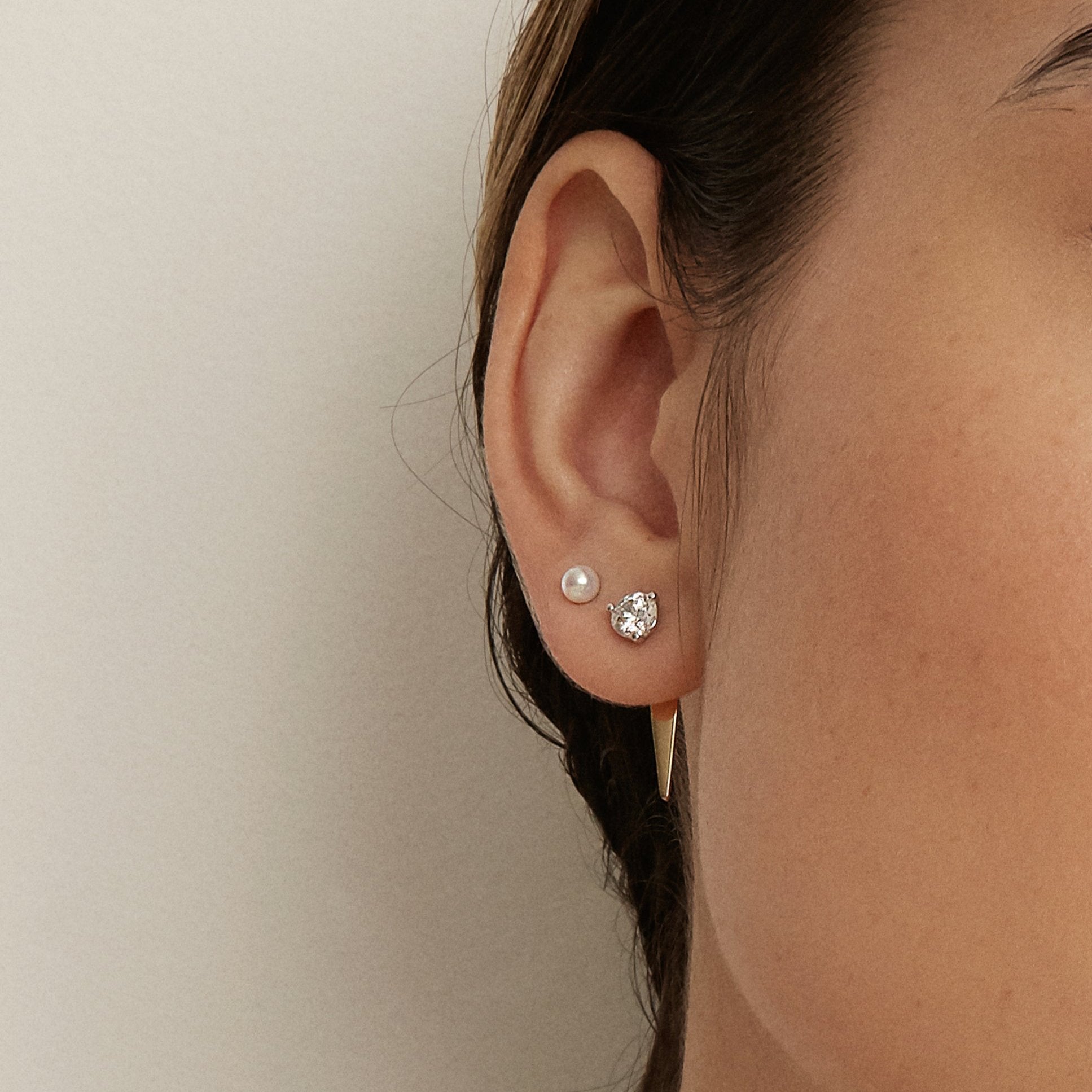 Boucles d'oreilles - Bouton, diamants laboratoires